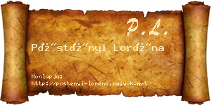 Pöstényi Loréna névjegykártya